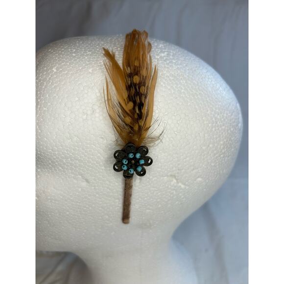 Feather Beaded Boho Headband EUC - Picture 3 of 4